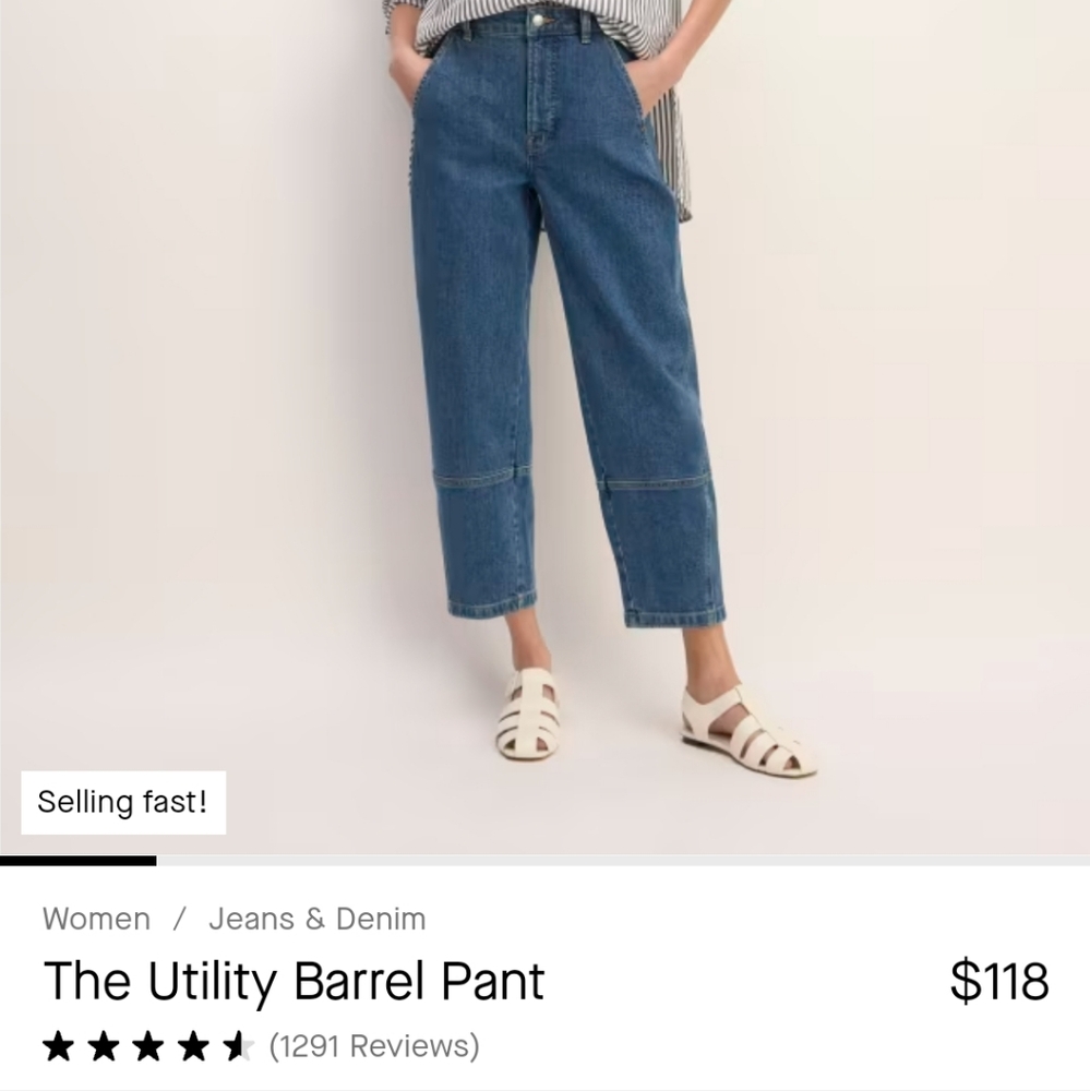 Everlane utility barrel pant denim size 24
